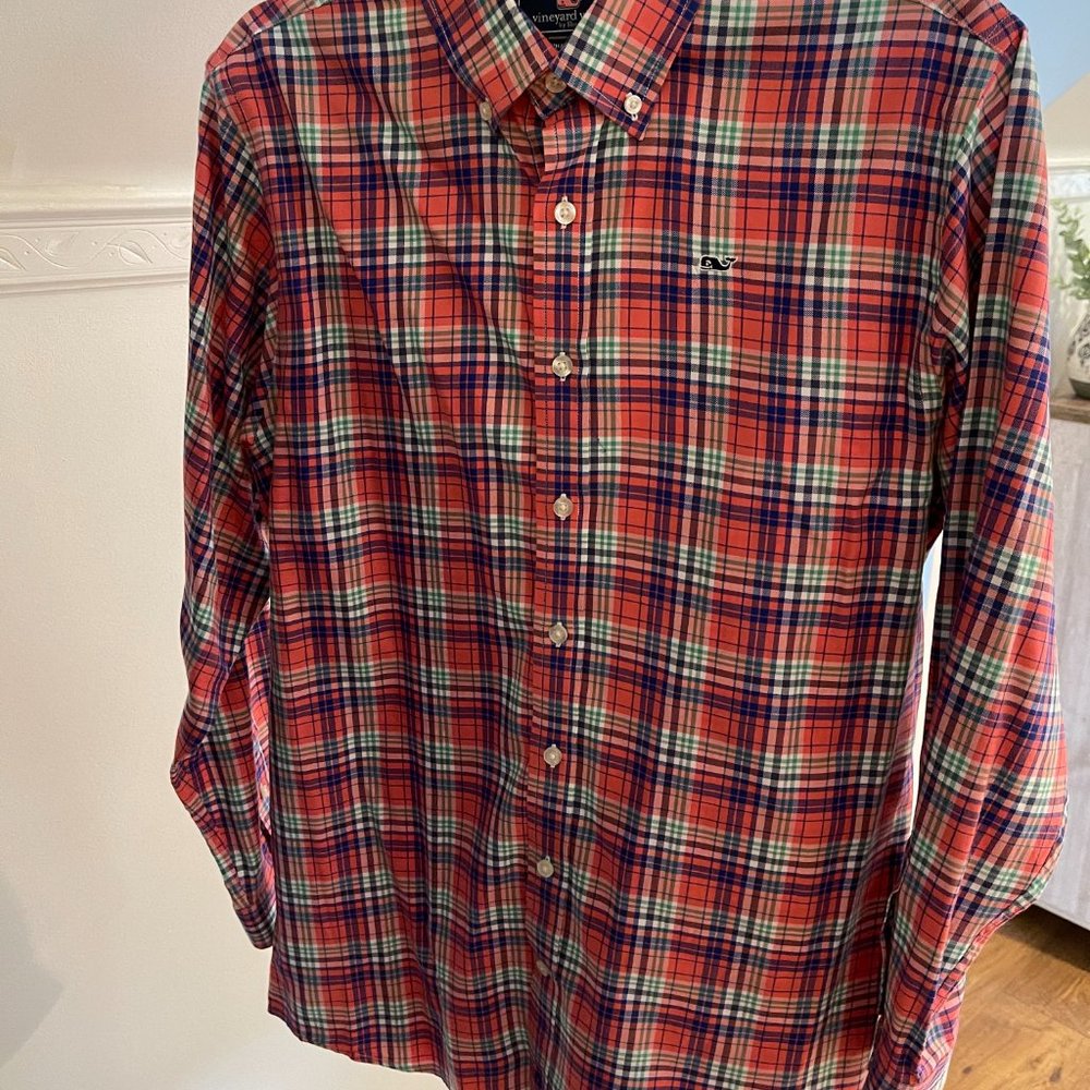 Vineyard Vines Plaid Dress Shirt (Kids XL)